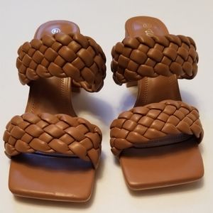 Braided Square-Toe Block Heels